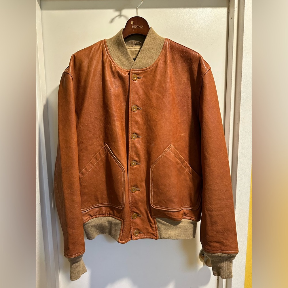 Cockpit Men's Button Leather Jacket Long Sleeve Sz XL